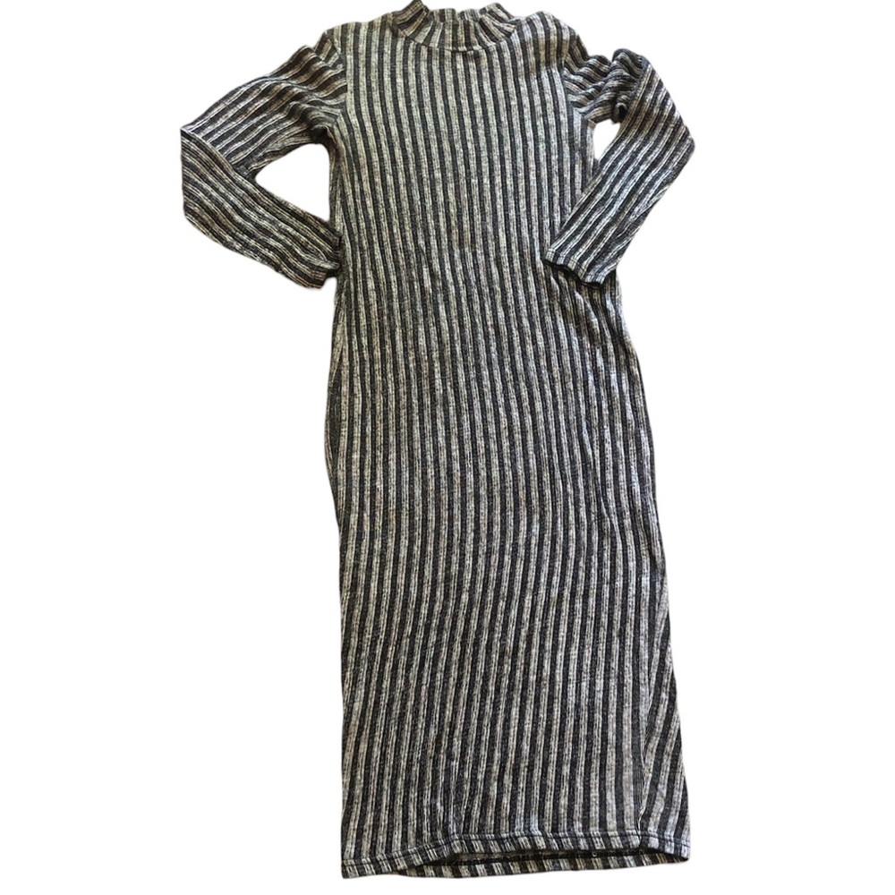 Zara Trafaluc vertical stripe mock neck knit midi dress size medium